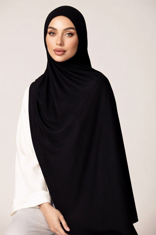 Premium Jersey Hijab - Jet Black