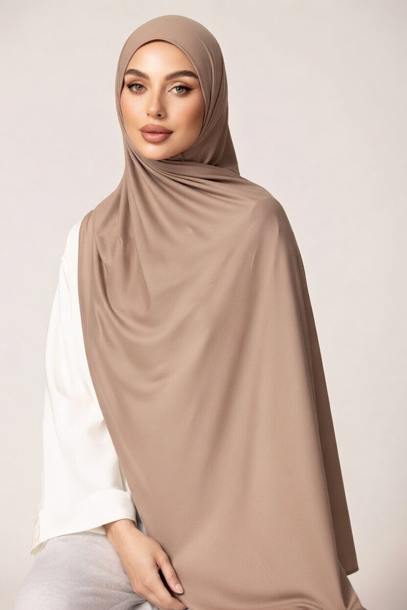 Premium Jersey Hijab - Warm Taupe